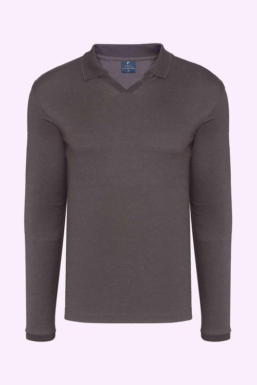 Polo Manga Longa Regular Decote v Fideli