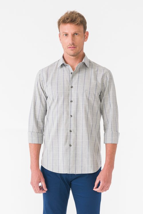 Camisa Casual Manga Longa Slim Estampada Fideli