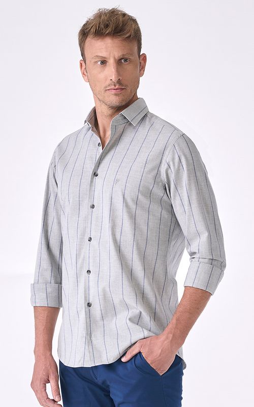 Camisa Casual Manga Longa Slim Estampada Fideli