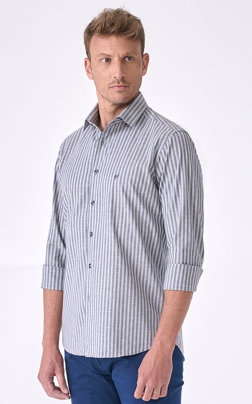Camisa Casual Manga Longa Slim Estampada Fideli