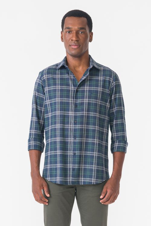 Camisa Casual Manga Longa Slim Xadrez Giorno Essenziale Fideli